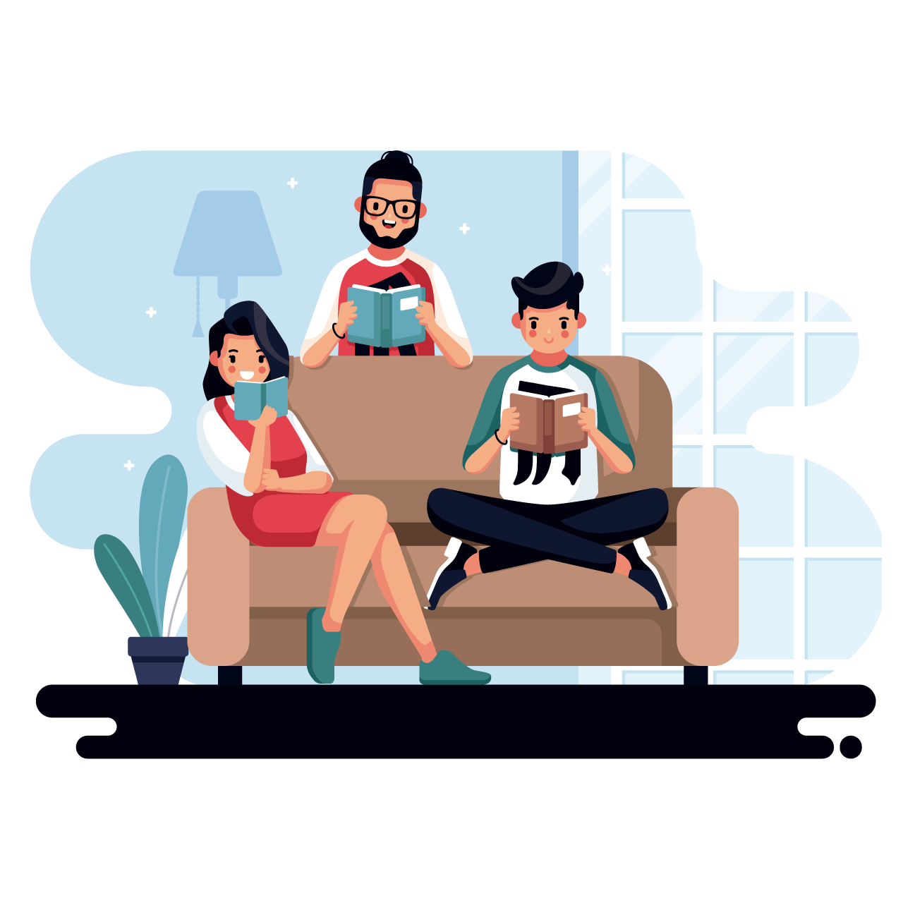 Book clipart different people reading together transparent background png