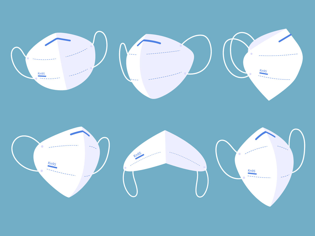 Flat design kn95 face mask cartoon illustration image hand drawing sketch