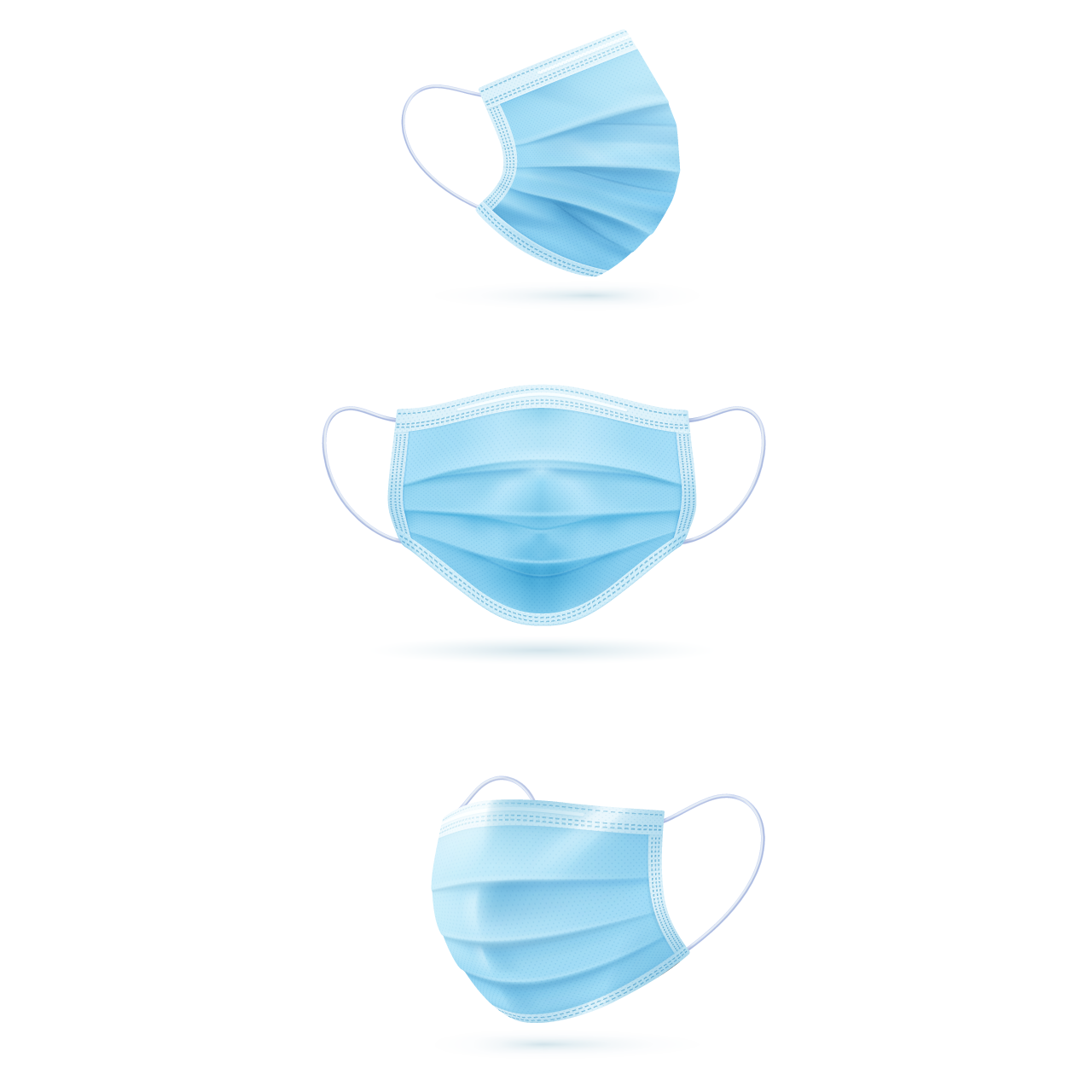 Realistic disposable protective mask blue medical face shield clipart coronavirus protection