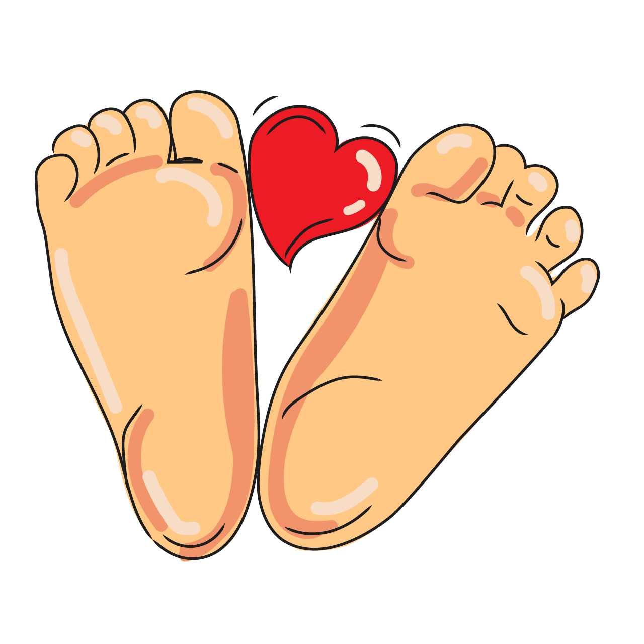 Baby foot closeup drawn modern style white background cute heart children feet