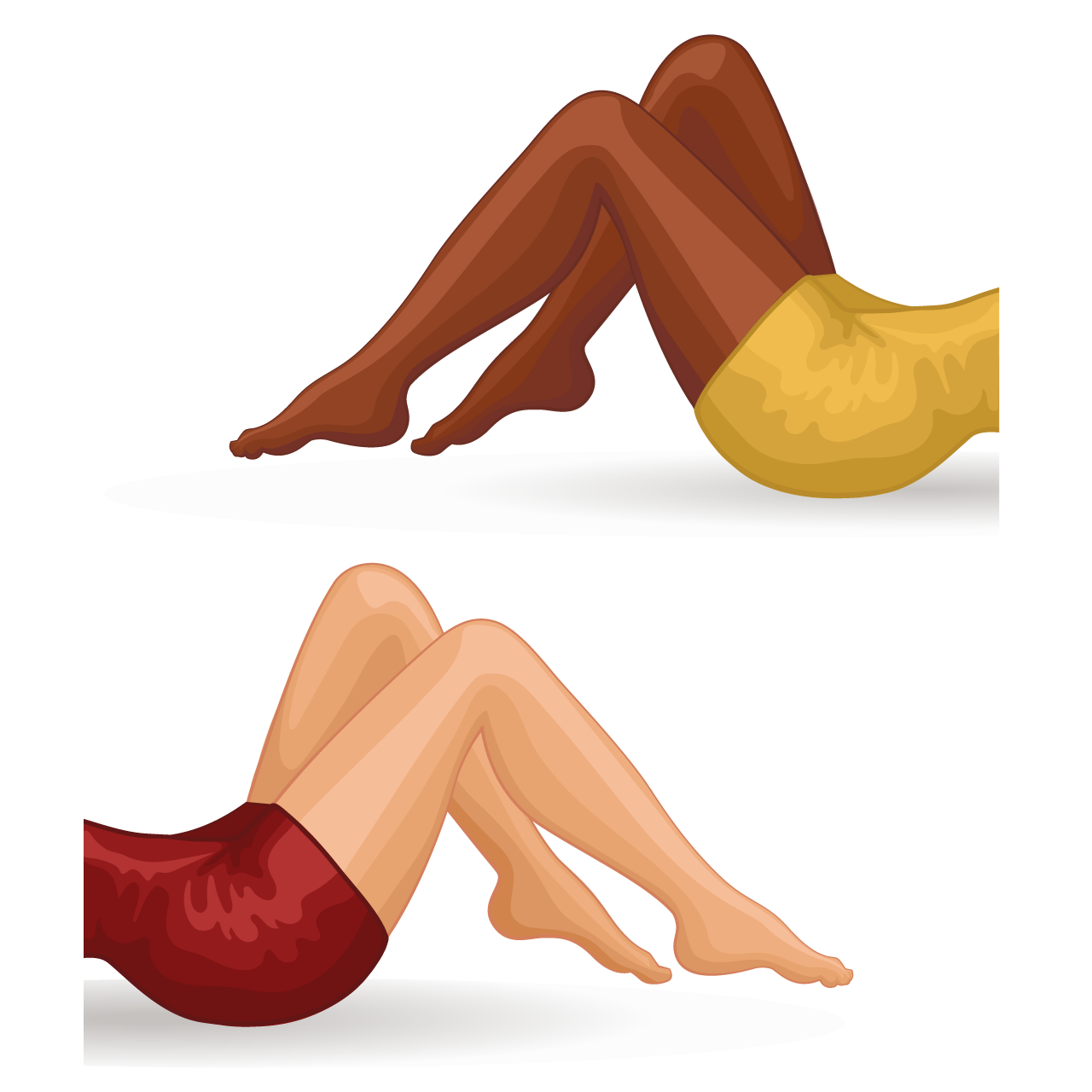 Beautiful long legs fair skinned dark skinned girls realistic style beauty studio template