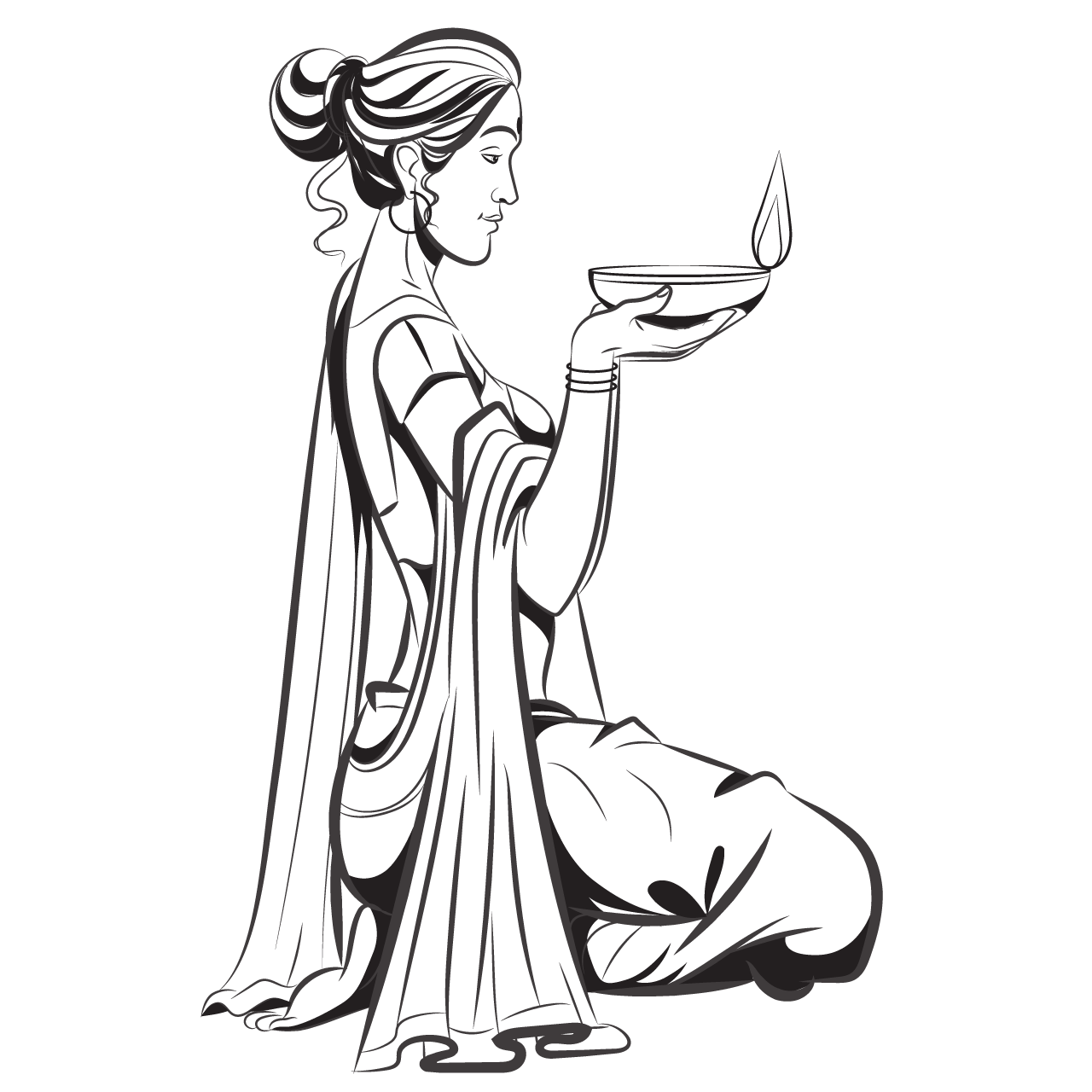 Diwali poster women traditional indian attire carry diya hand transparent background png