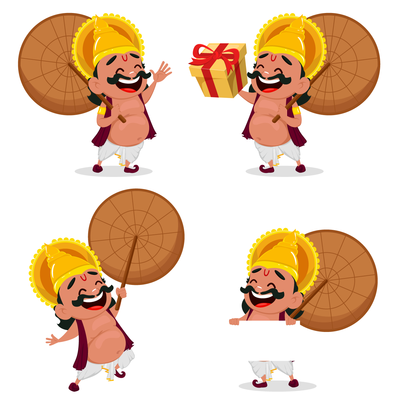 Indian clipart onam celebration king mahabali cartoon illustration image transparent background png