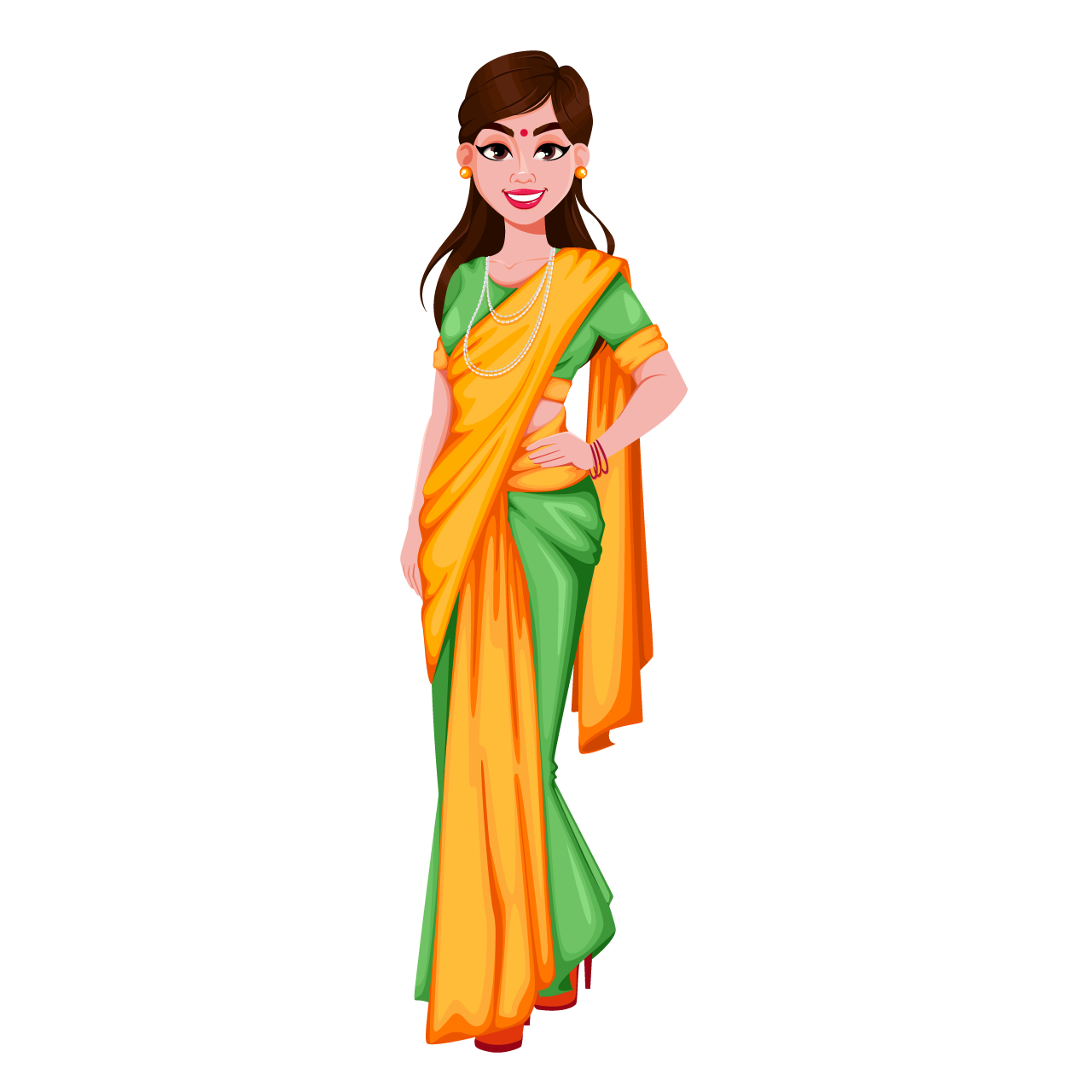 Beautiful indian bride pretty lady cartoon illustration image hand drawing sketch
