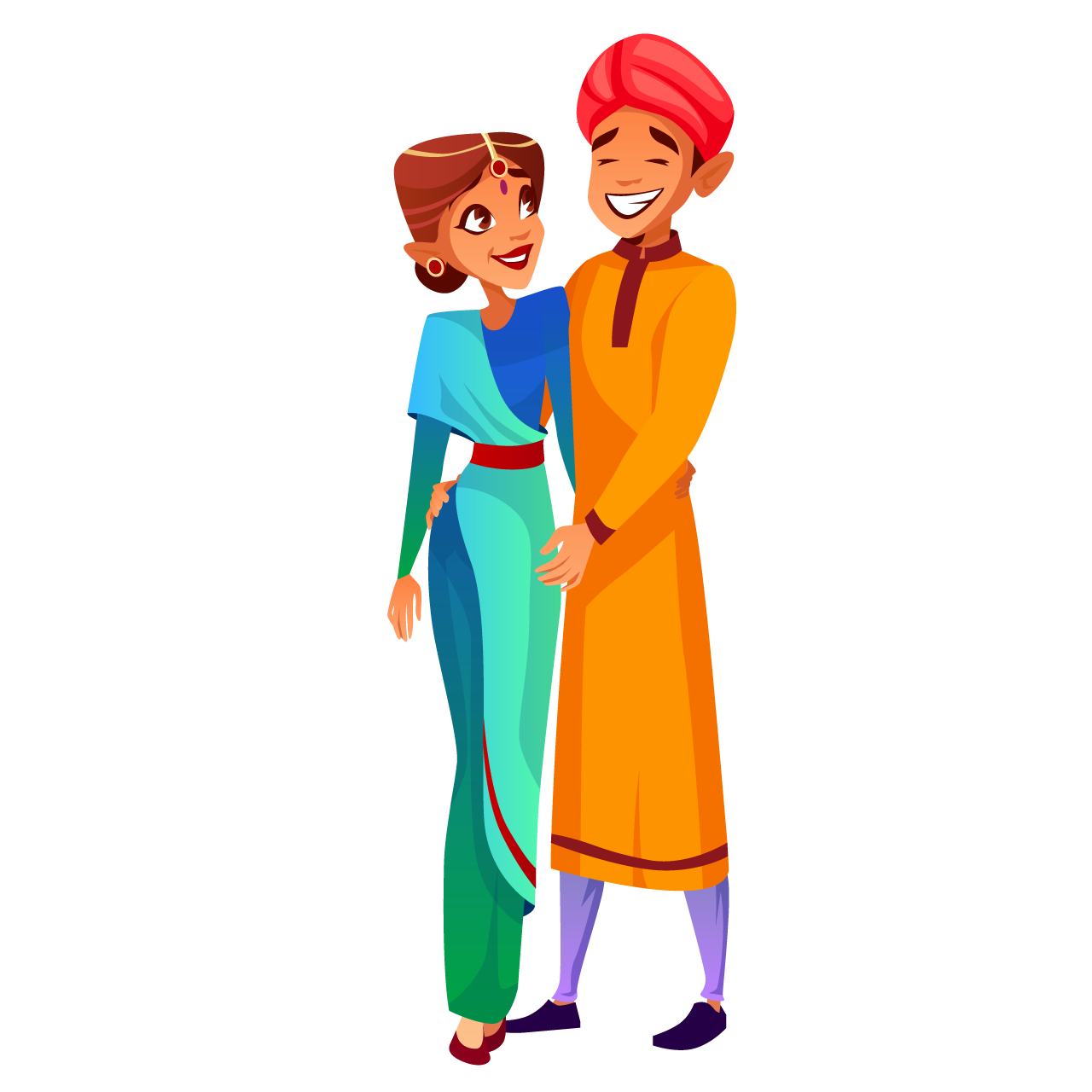 Indian wedding couples hugging expressing love togetherness