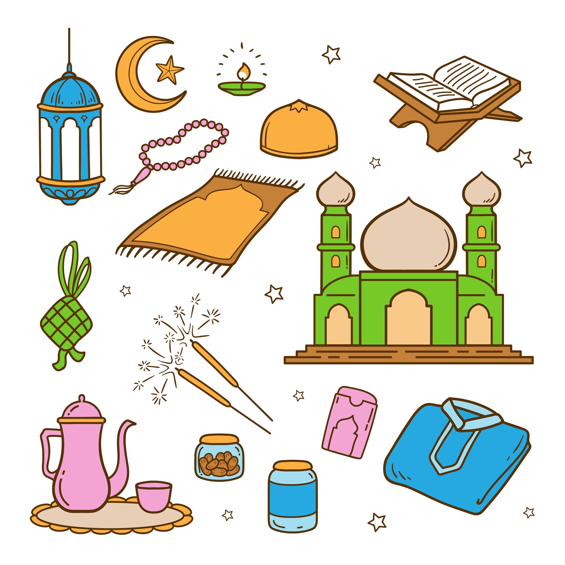 Islamic clipart hand drawn tasbih illustration