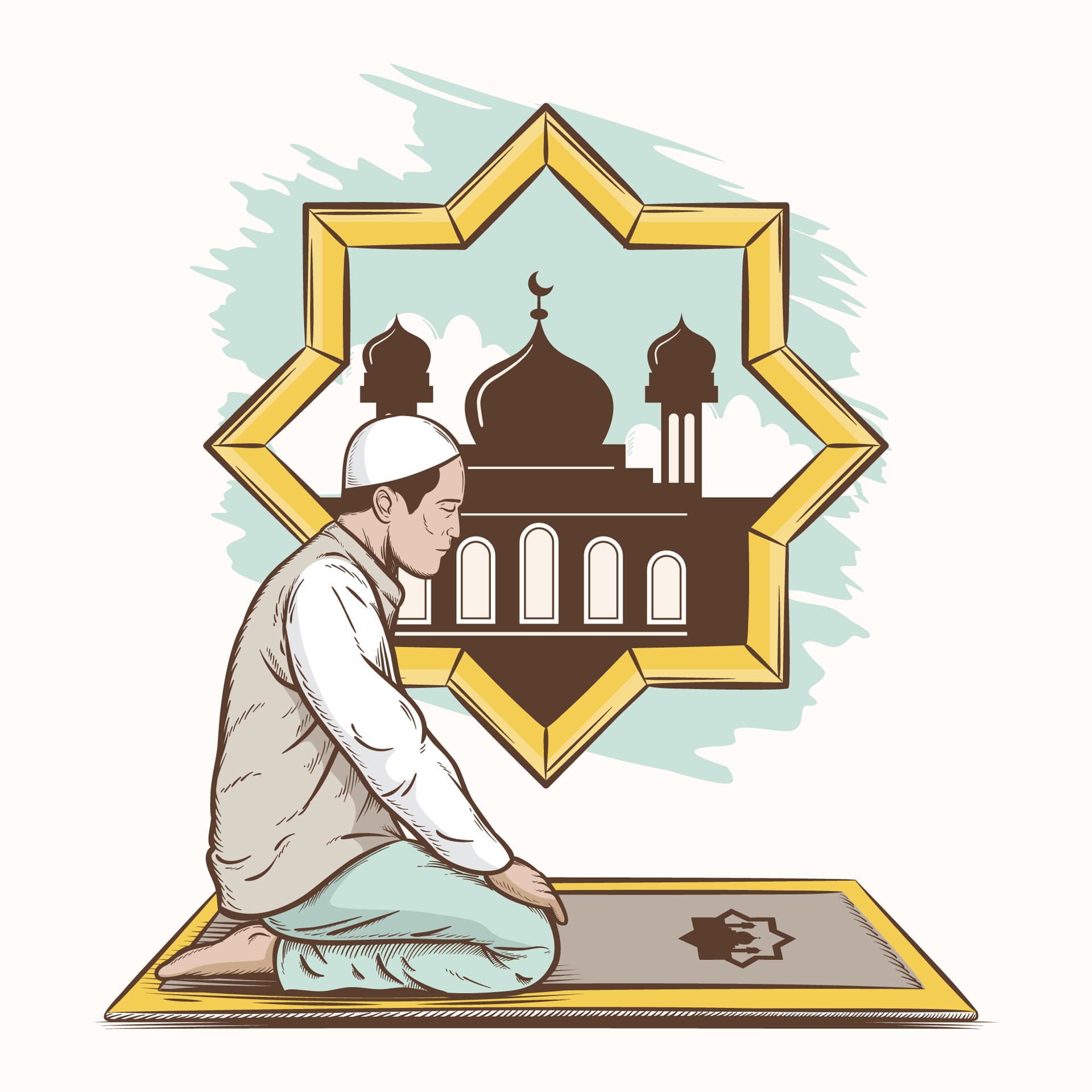Islamic clipart mosque background city illustration