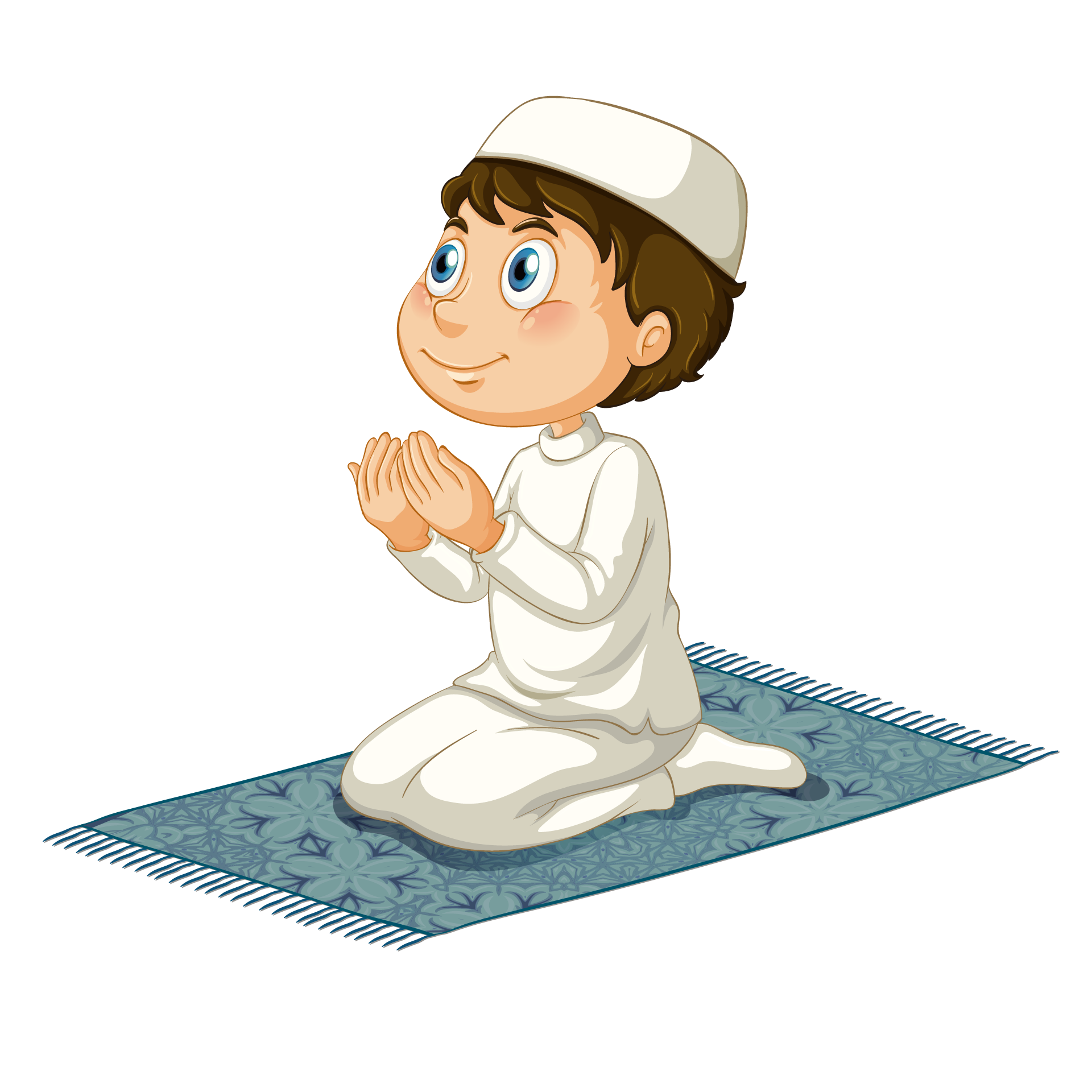 Muslim people different actions cartoon character isolated bright image