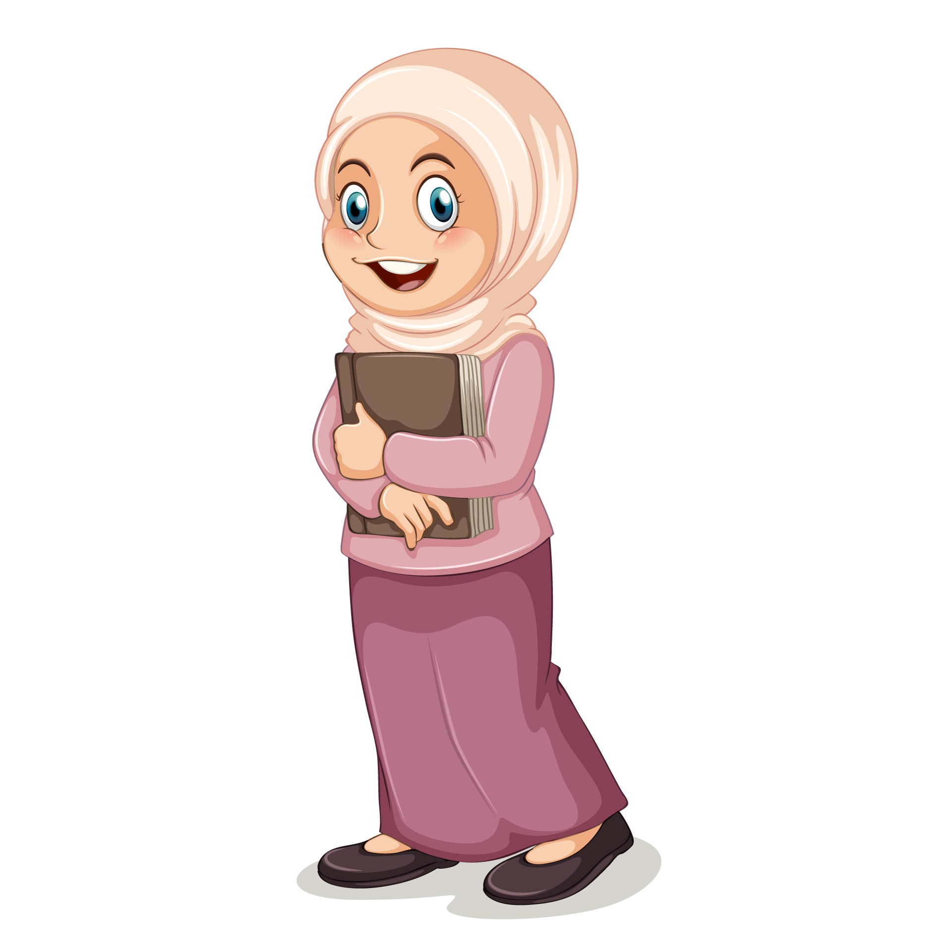 Muslim people different actions cartoon character isolated excellent image