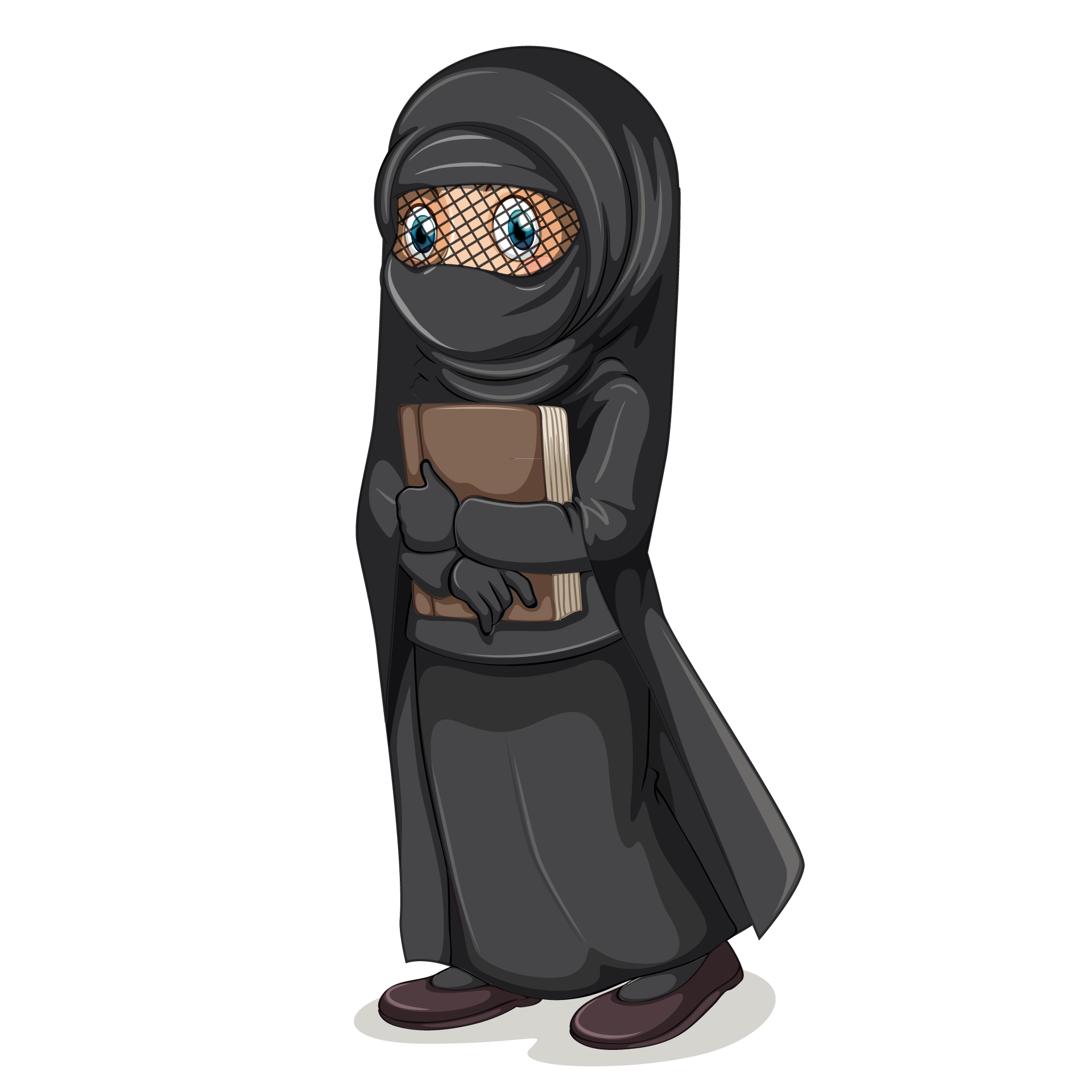 Muslim people different actions cartoon character isolated excellent picture