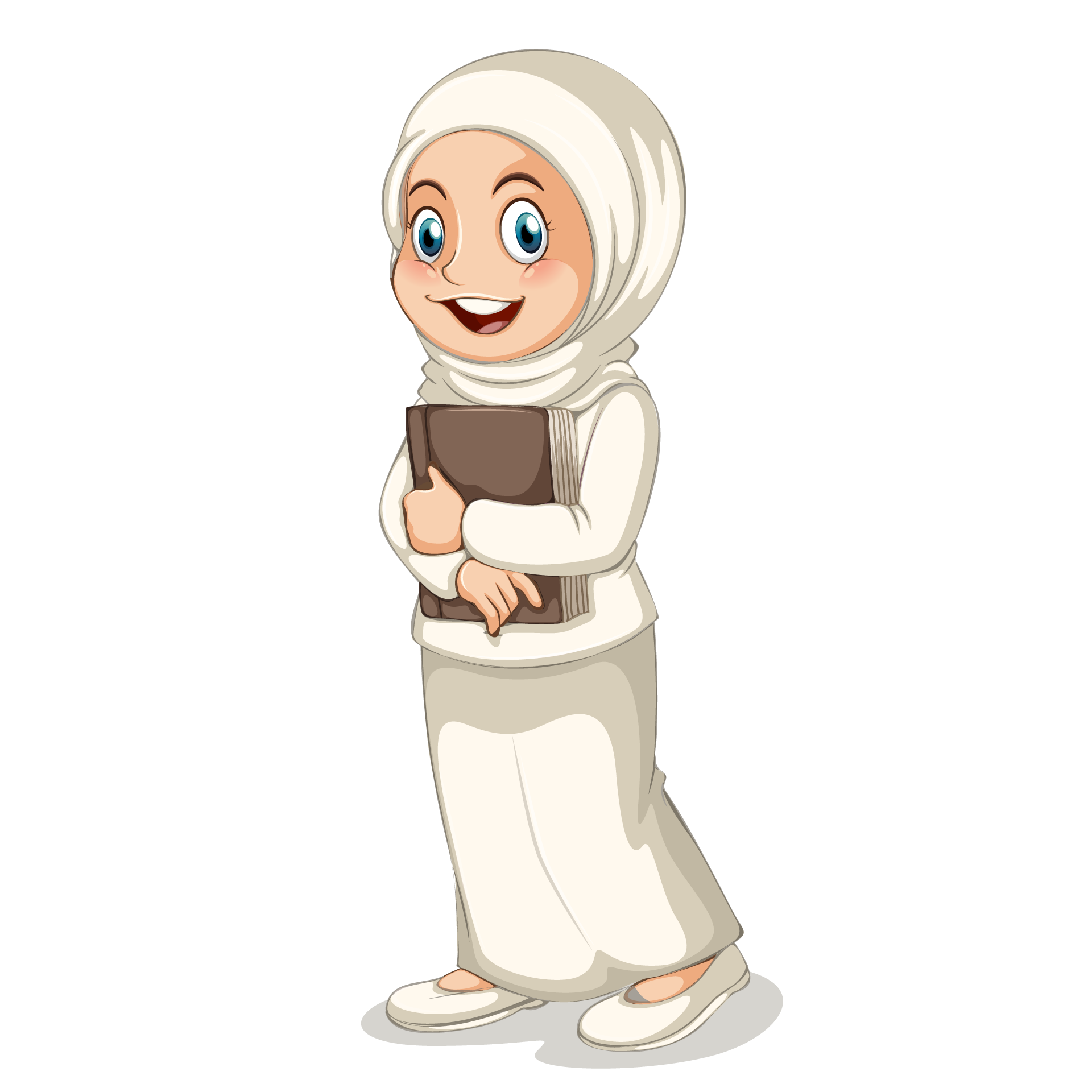 Muslim people different actions cartoon character isolated fine image