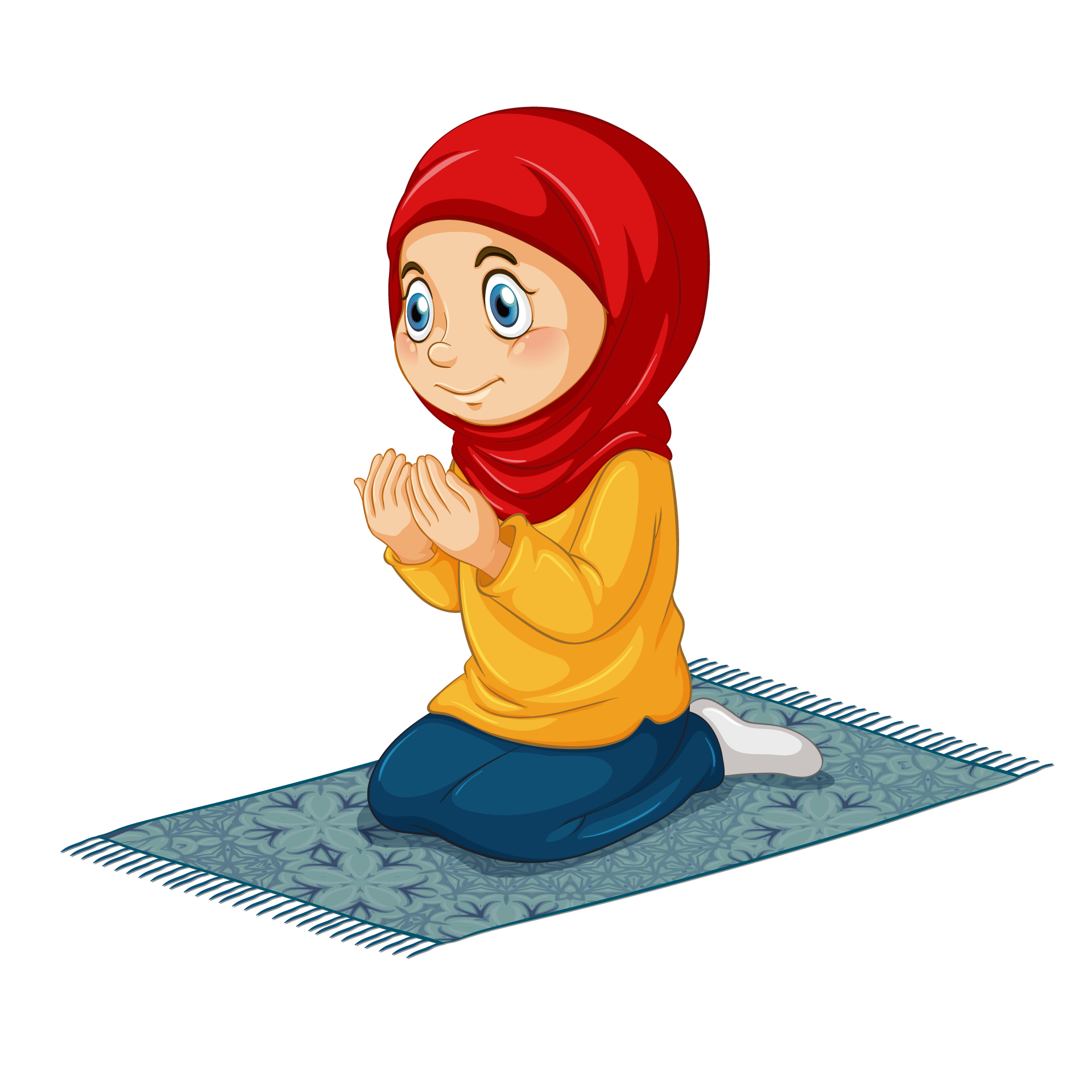 Muslim people different actions cartoon character isolated graceful image