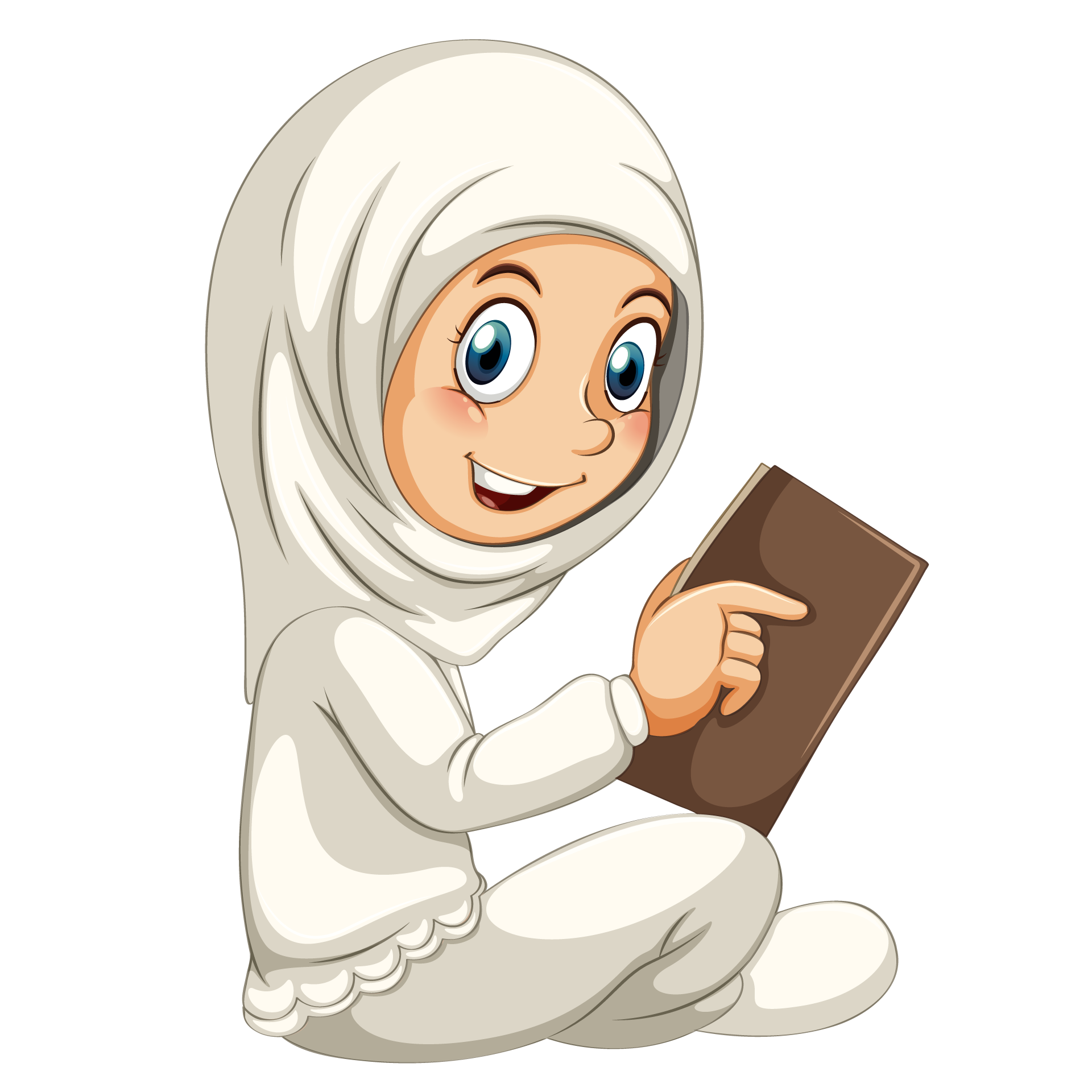 Muslim people different actions cartoon character isolated moody image