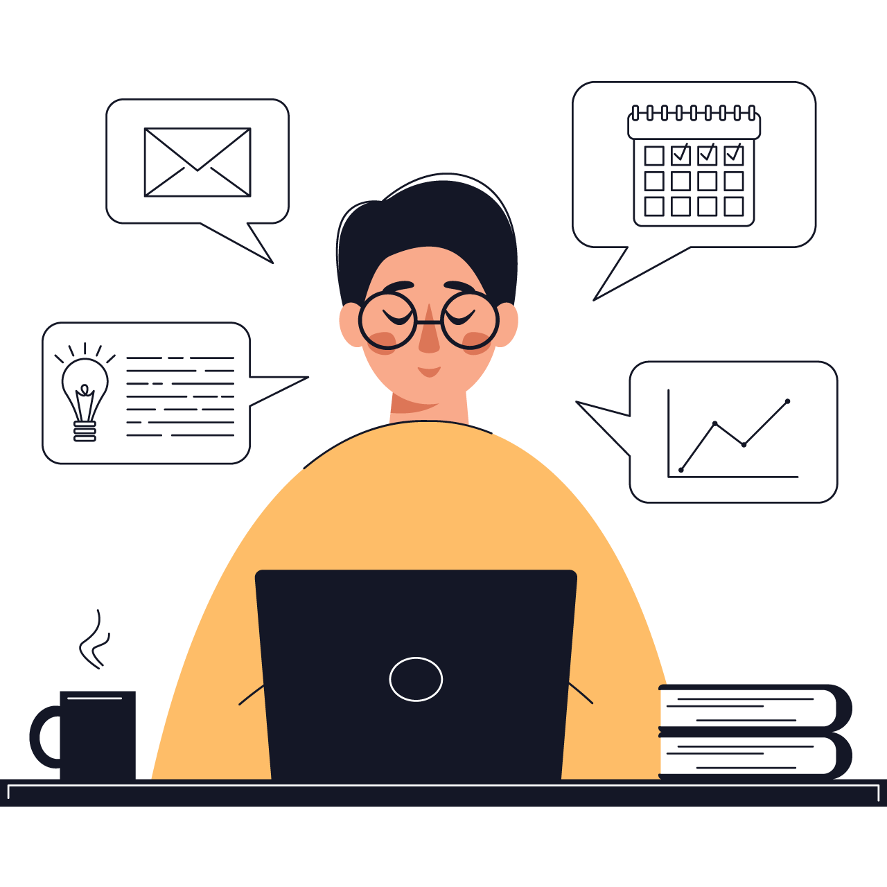 Online class clipart work courses man with laptop education business self development