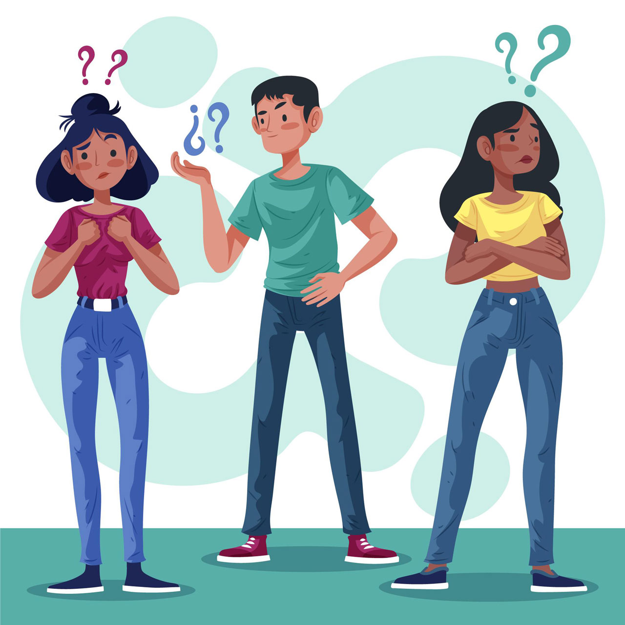 Hand drawn people asking question hand drawing sketch