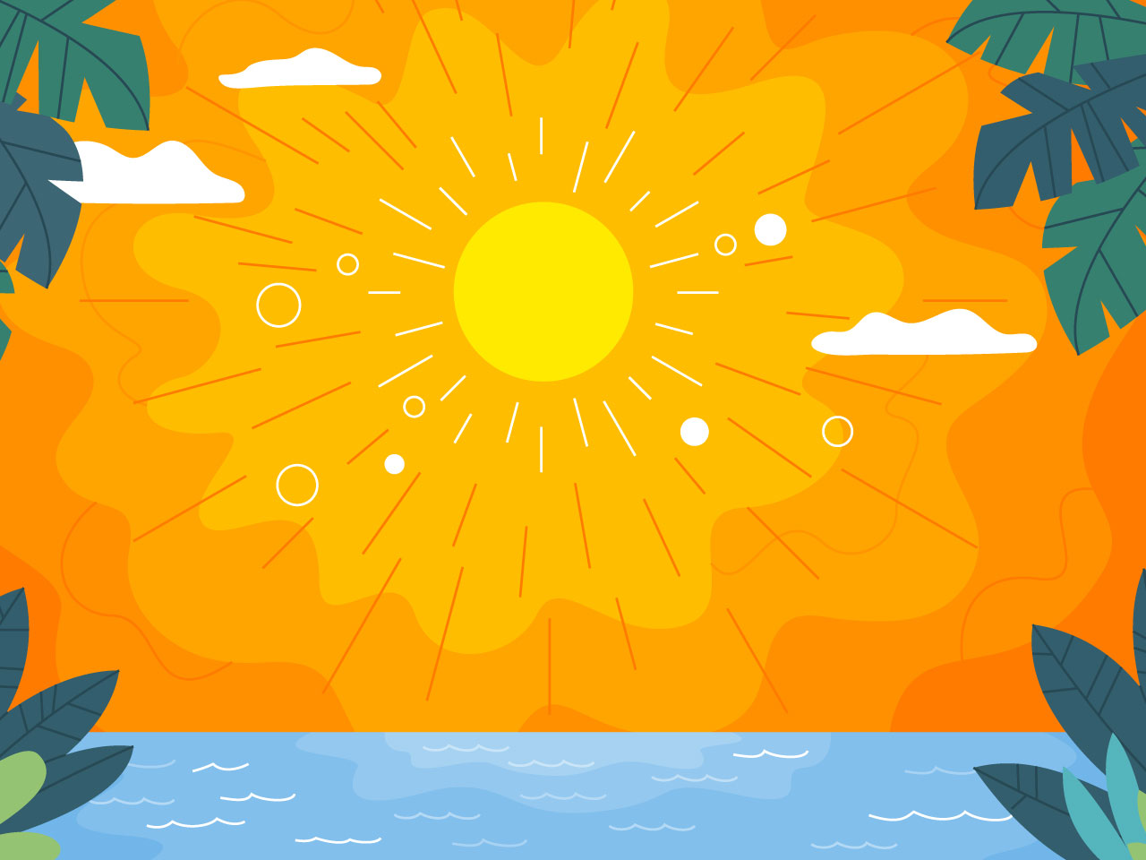 Sun clipart hand drawn hot summer background