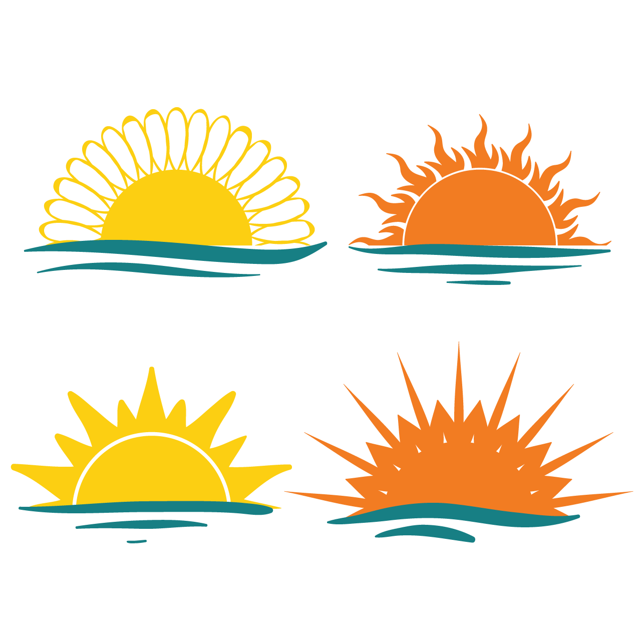 Sun clipart hand drawn sunbursts collection