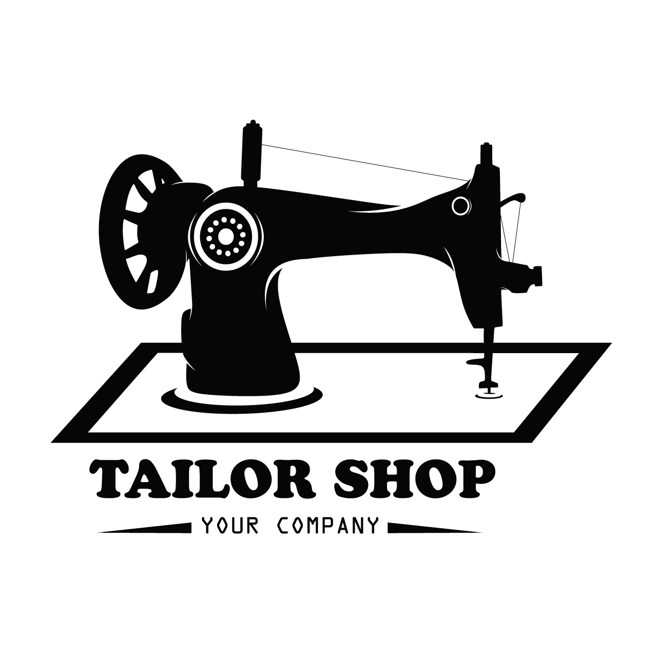 Tailor clipart classic sewing machine logo silhouette cartoon image transparent background png