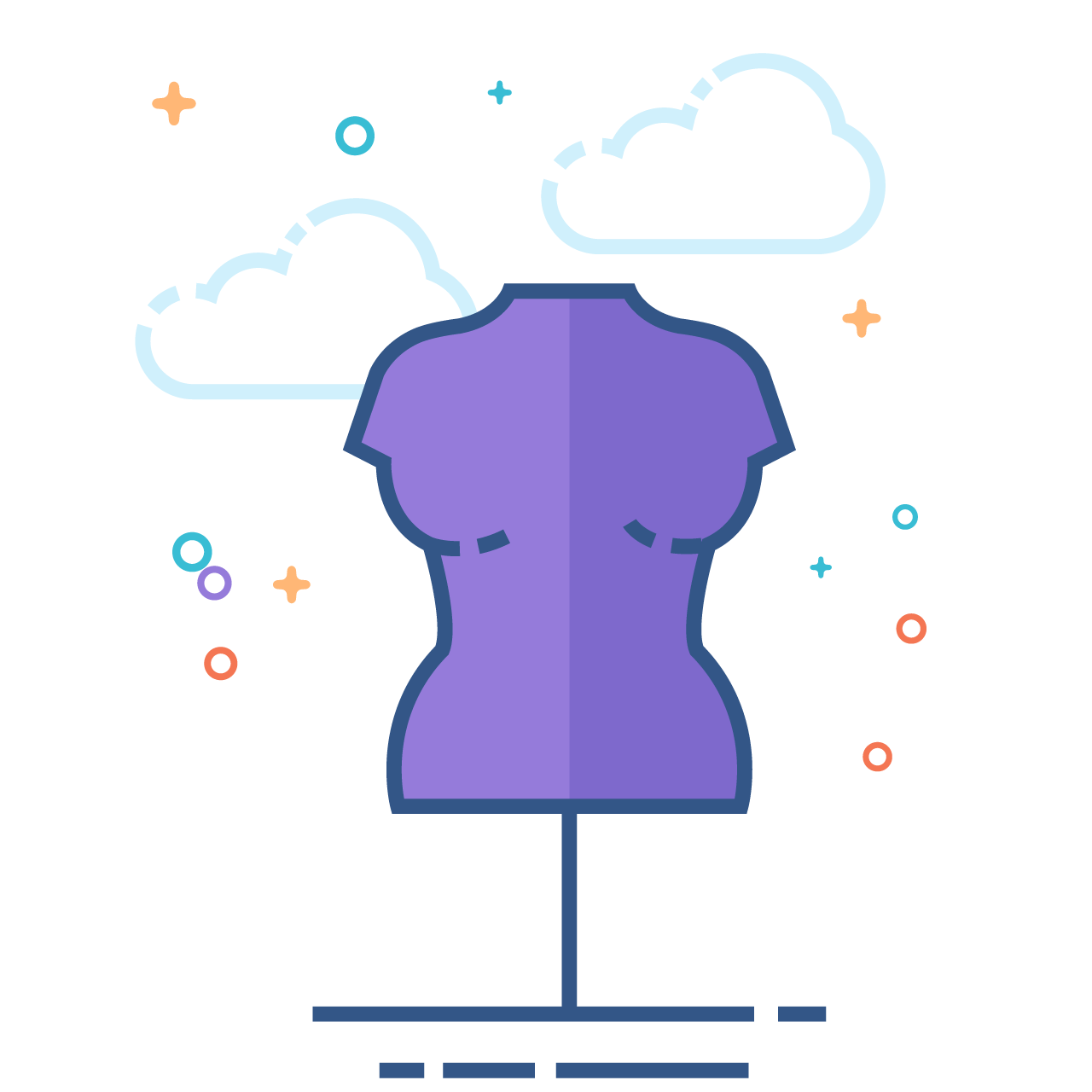Tailor clipart mannequin icon flat color style cartoon image transparent background png