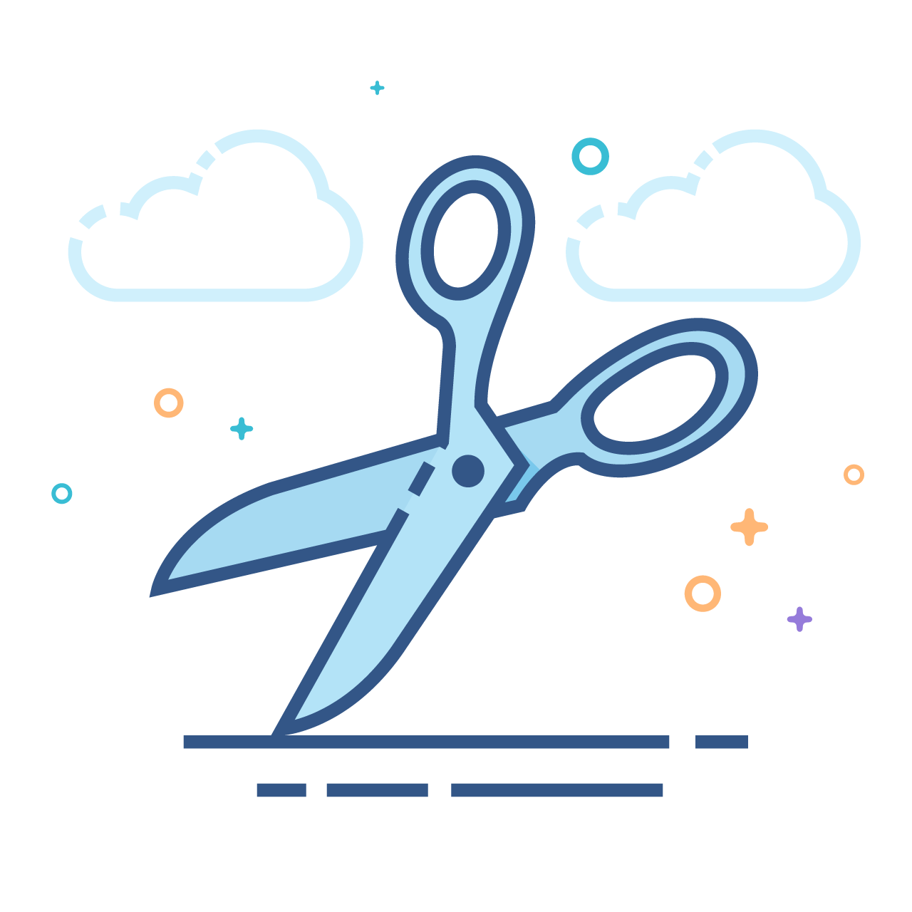 Tailor clipart scissor icon flat color style cartoon image transparent background png