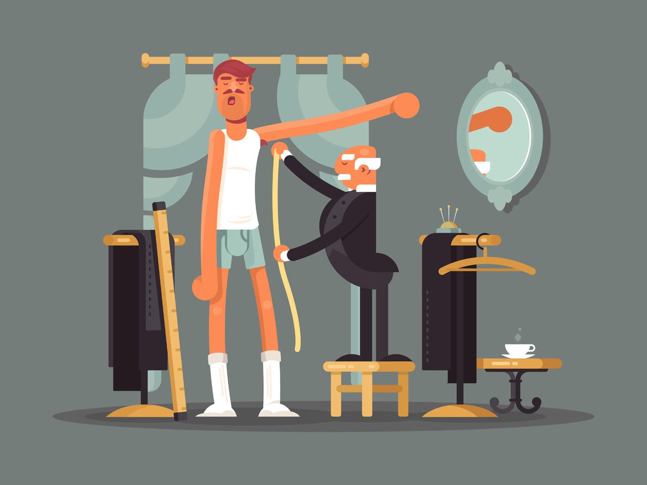 Tailor clipart taking measures tailor shop tailoring custom clothes illustration