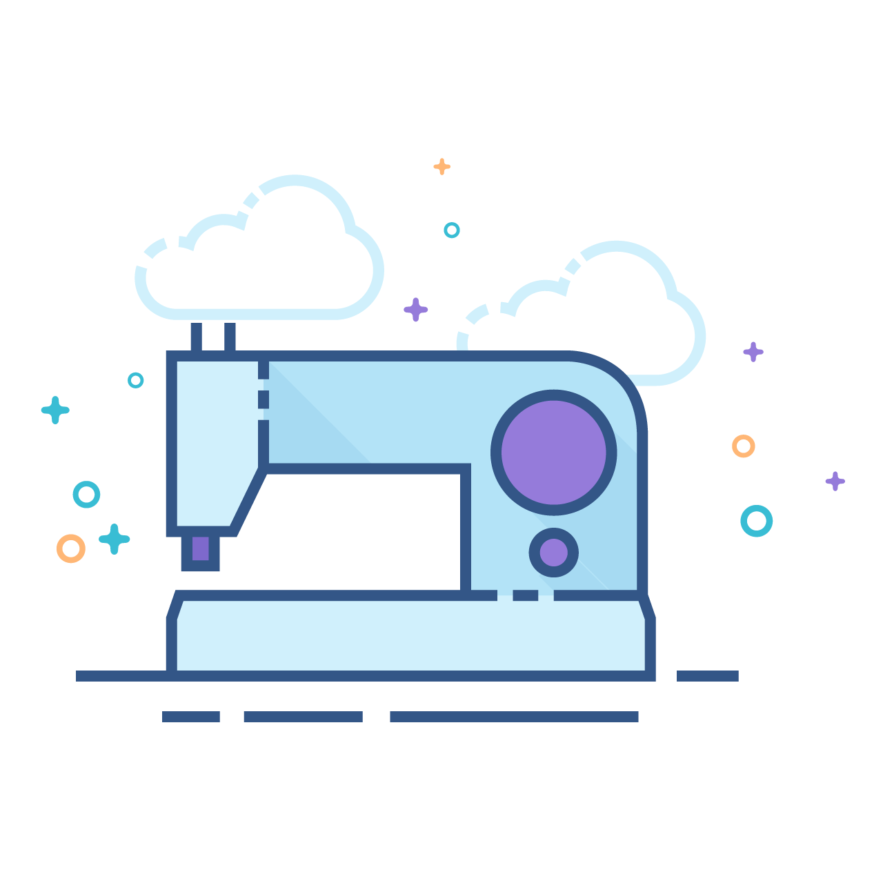 Tailor clipart vintage sewing machine icon flat color style