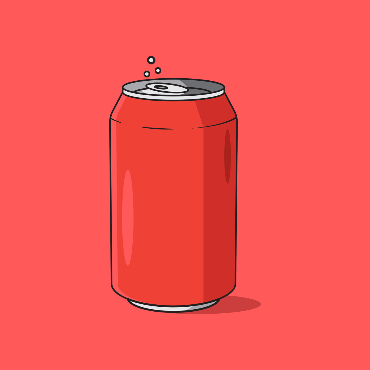 Aluminum red soda can cartoon icon illustration isolated object