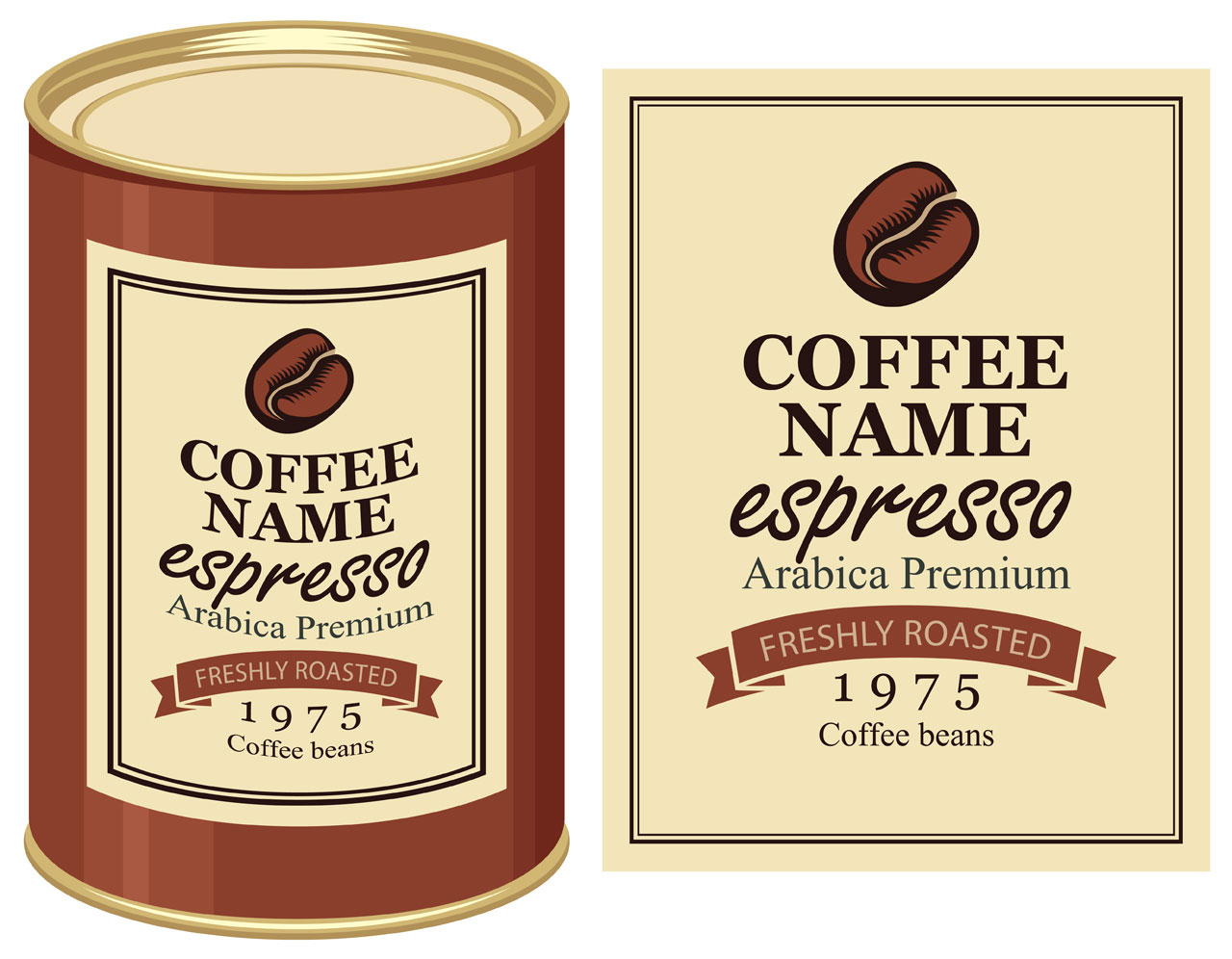 Tin clipart label can with coffe beans hand drawing sketch cartoon image