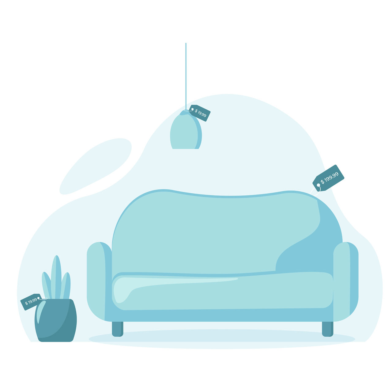 Furniture store sale with sofa lampbanner template shopping sofa lamp plant discounts home furniture