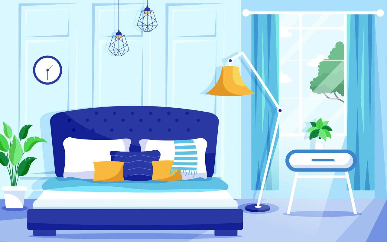 Wardrobe clipart cozy bedroom interior with furniture like bed wardrobe modern style