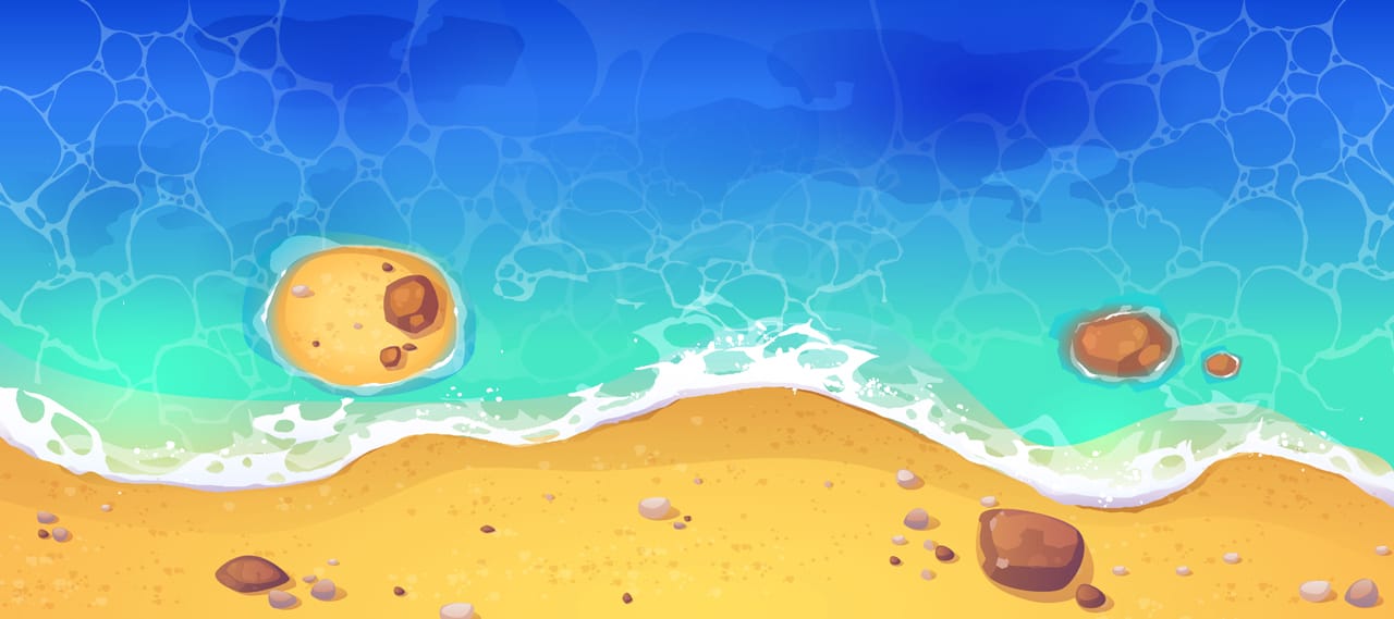 Wave clipart summer sea beach sandy ocean shore top view