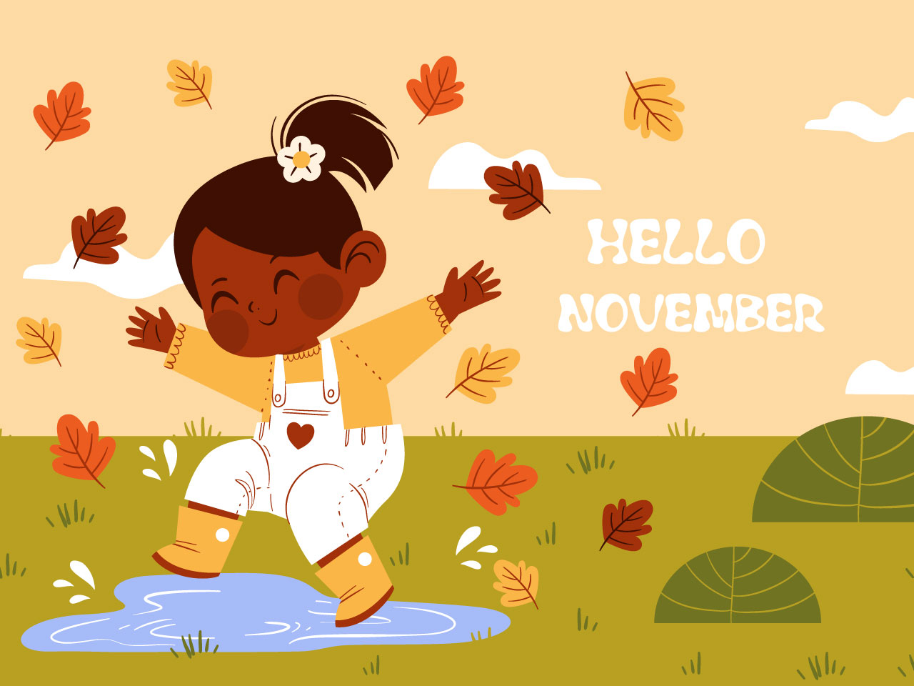 Hand drawn hello november background autumn celebration hand drawing sketch