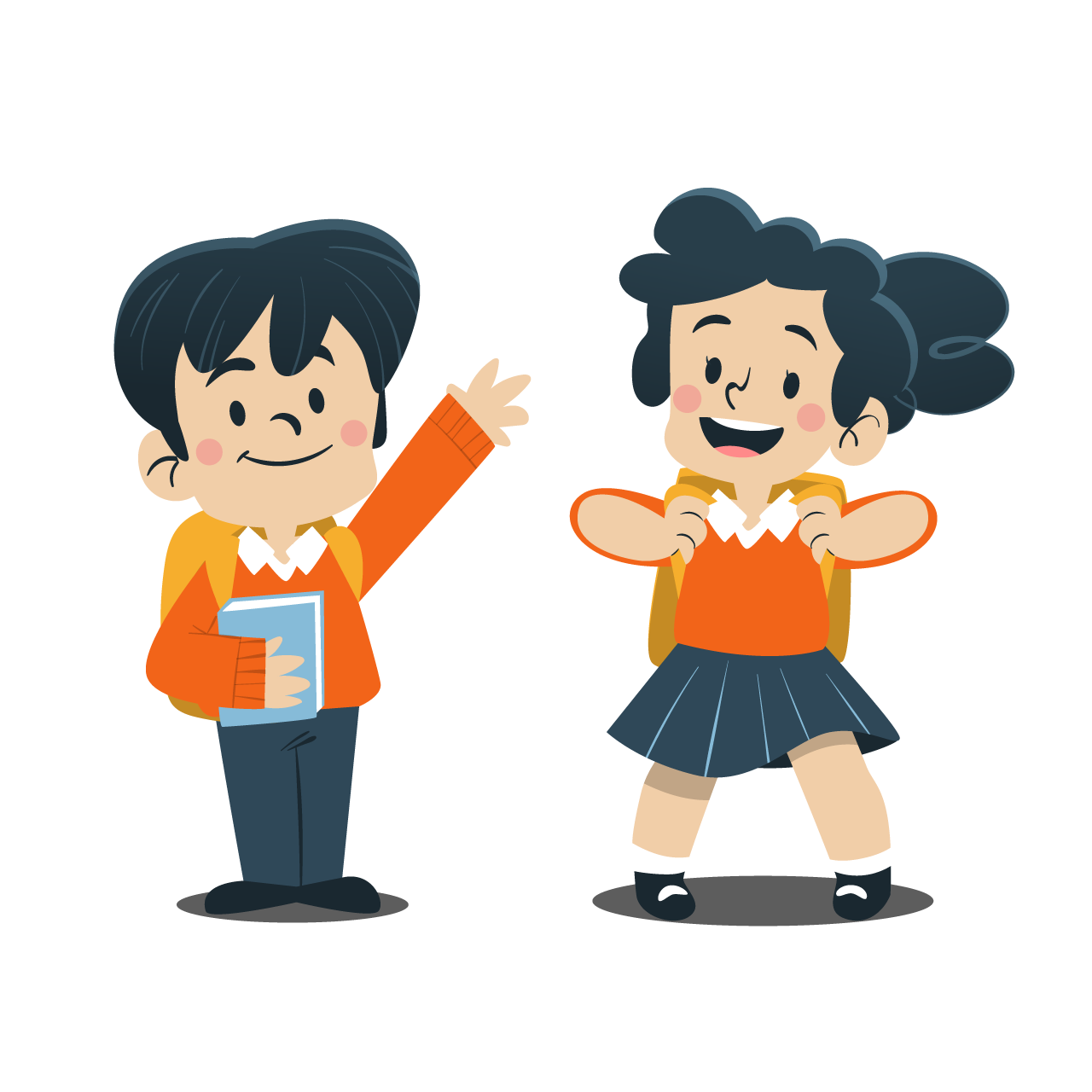 Hi clipart flat back school children boy and girl transparent background image