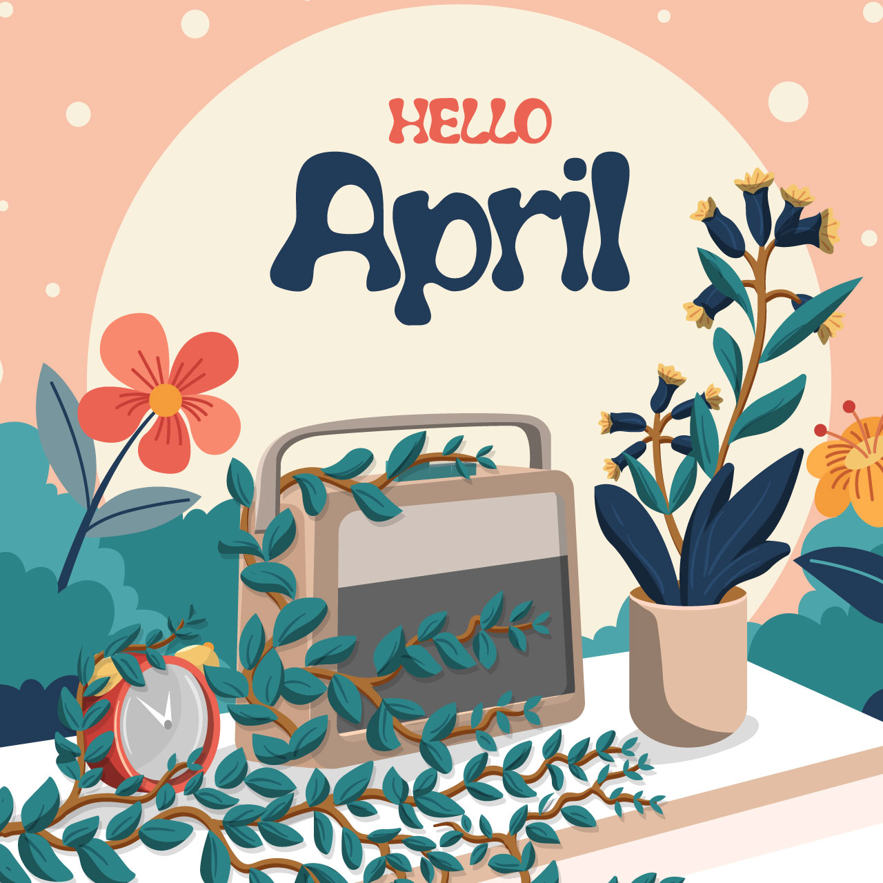 Hi clipart flat hi april banner background cartoon illustration image