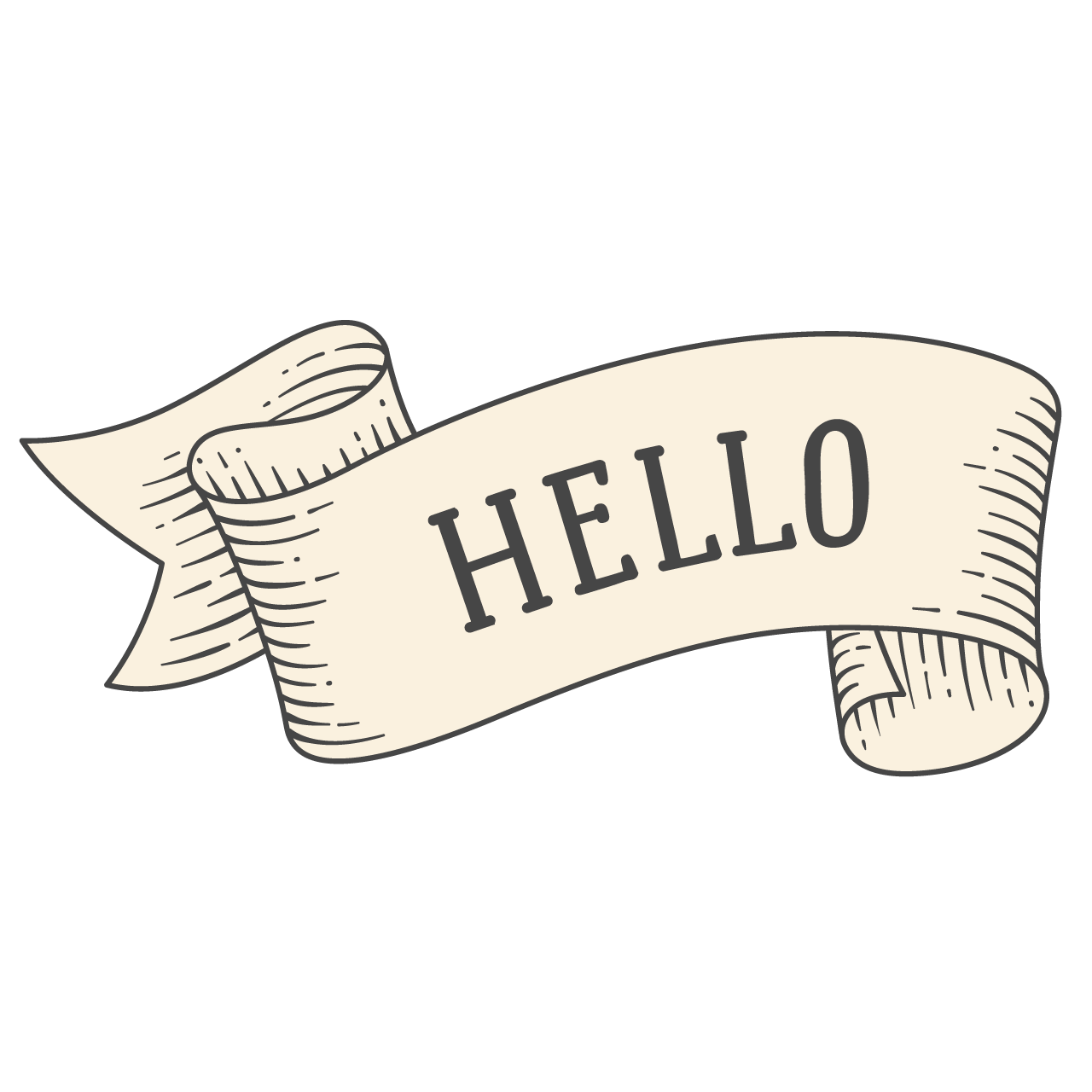 Hi clipart greeting card with ribbon word hello transparent background image