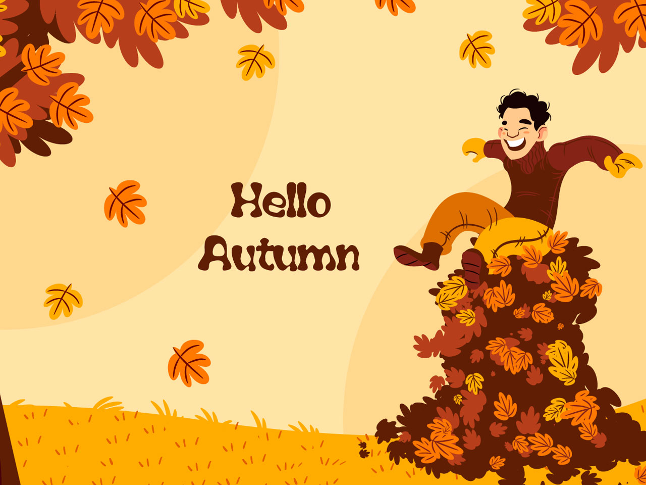Hi clipart hand drawn flat autumn background hand drawing sketch
