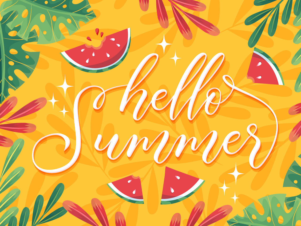 Hi clipart hand drawn summer lettering cartoon illustration image