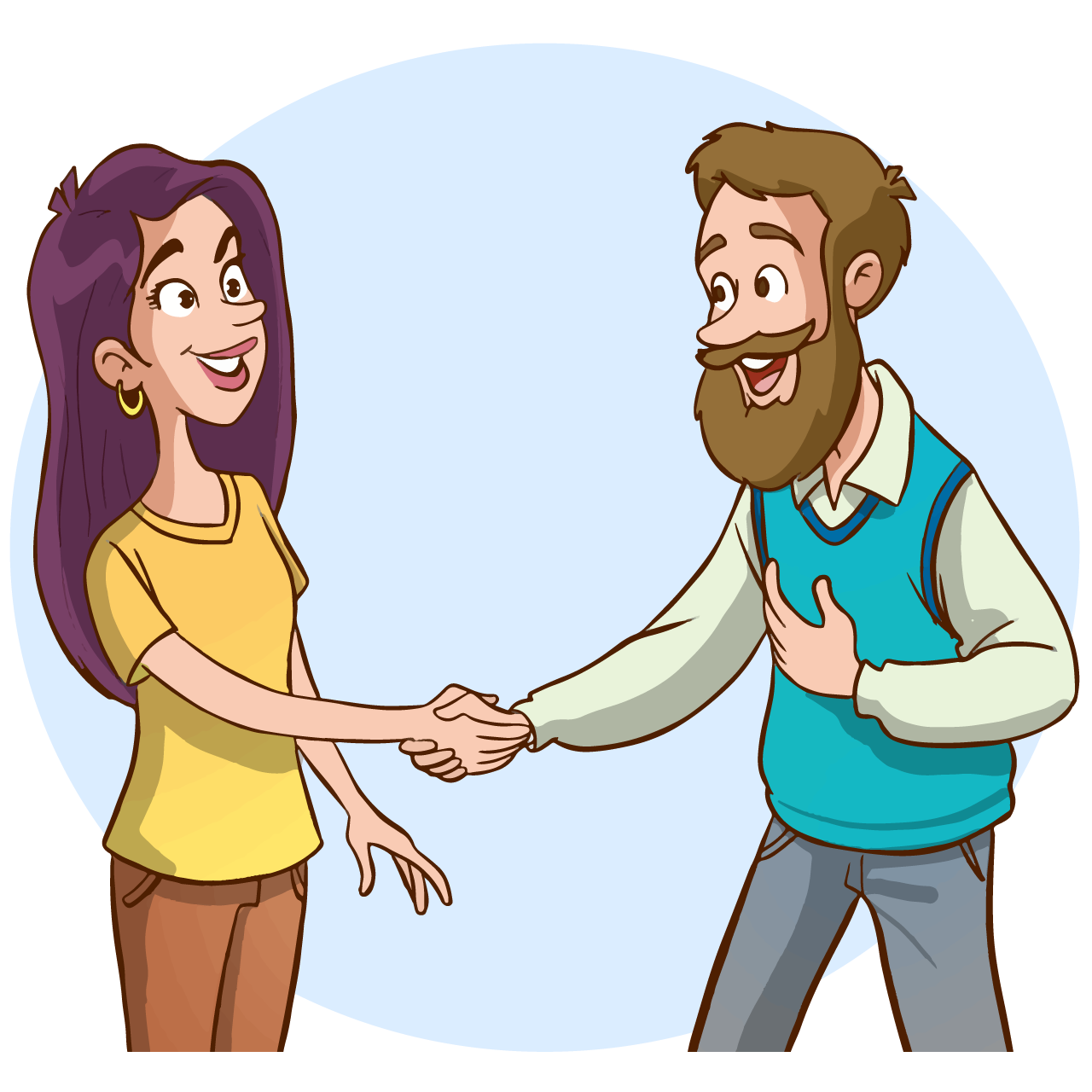 Hi clipart man woman standing together shaking hands transparent background transparent background image