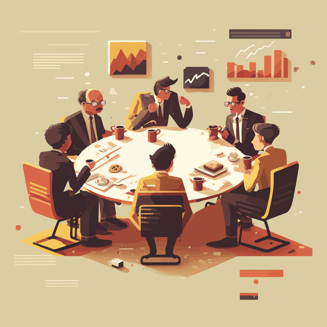 Business meeting team presentation flat people conference